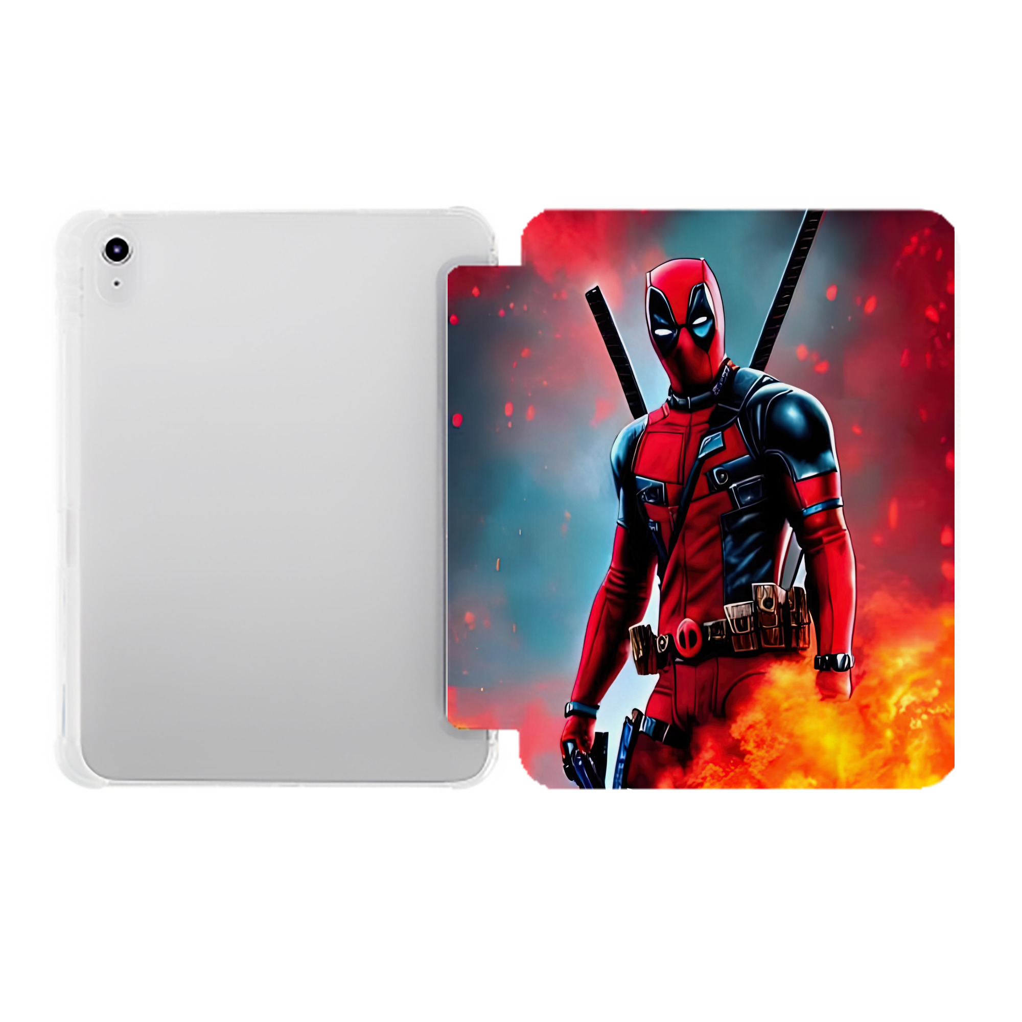 （画像用） Deadpool デッドプール IPad ケース ペン収納付き 三つ折りスタンド PUレザー×シリコン 対応機種9.5/10.5/10.9インチ